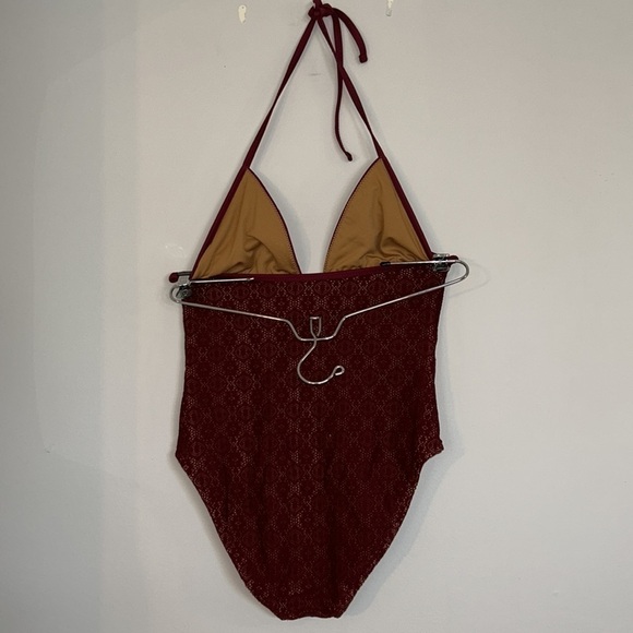 Mossimo Crochet Maroon Sexy One Piece Bathing Suit Size Large - Picture 5 of 9